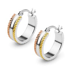 Steel Hoops with Tri-gold plating (yellow and rose gold) Steel Hoops with Tri-gold plating (yellow and rose gold)
